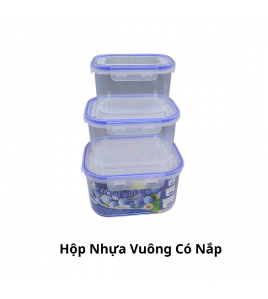Hộp Nhựa Vuông Có Nắp 
